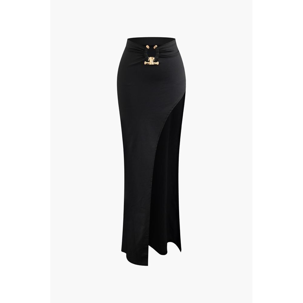 Micas U-ring Crop Tube Top And Asymmetric Slit Skirt Set black size S‎ - Picture 11 of 14